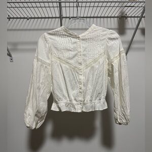 Zara Girl’s Ivory Button-Up Blouse Size 11-12 Years